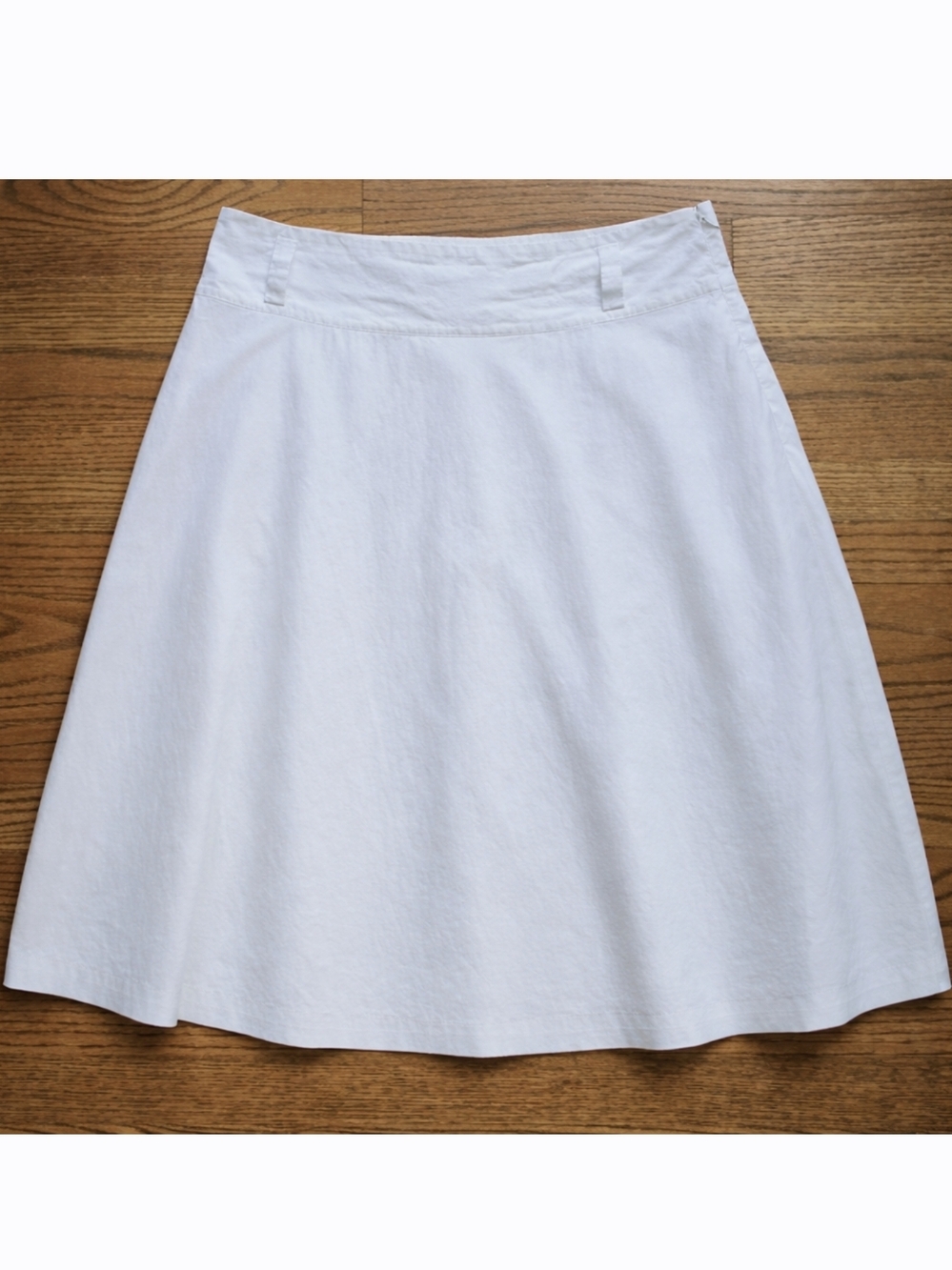White Cotton Skater Skirt Lined Lands' End Size 8 Circle Skirt Knee Length